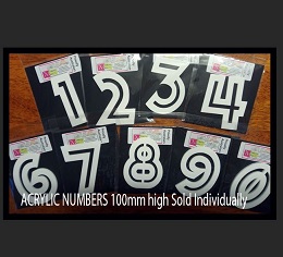 Acrylic Numbers 100mm High sold individually,